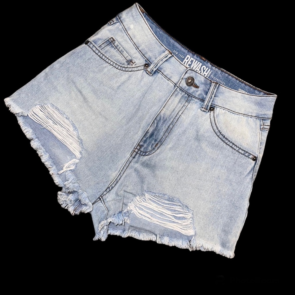 Rewash Super High Rise Vintage Revival Denim Jean Shorts Distressed 3 (26)